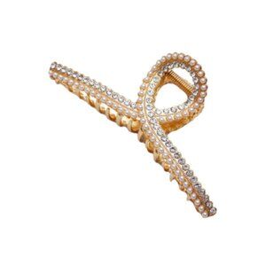 Wide Loop Faux Pearl Bling Rhinestone Hair Claw